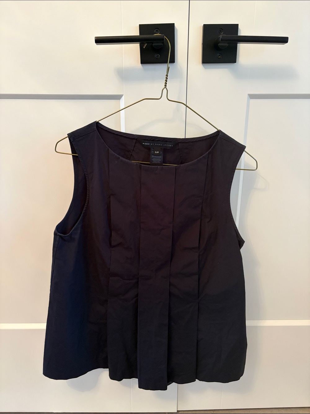 Marc by Marc Jacobs Black Sleeveless Pleated Blouse